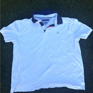 Vintage White and navy Tommy Hilfiger polo shirt